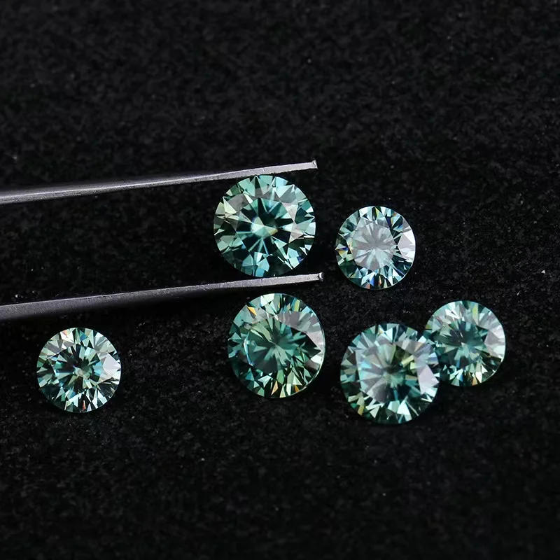 

0.8-2.9mm/1ct Blue Green Color VVS1 Moissanite Loose Stone Round Brilliant Cut Lab Grown Moissanite Gemstone Diamond Test Pass