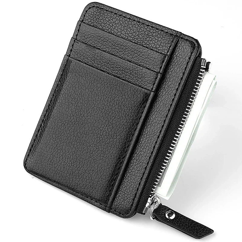 Slim Wallet Purse PU Leather Women Men Card Holder Unisex Zipper Business Card Case Credit Mini Bank Cards Holder