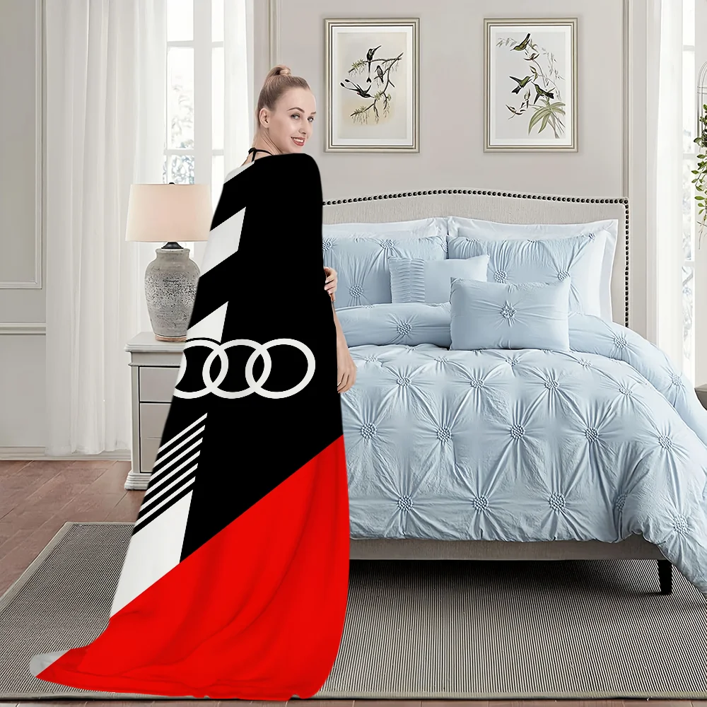 Sport A-Audi-s Logo Car Blanket Soft Plush Nap Sofa rug for Living Room Warm Office Bedroom Birthday Home Travel Kid Gifts 5