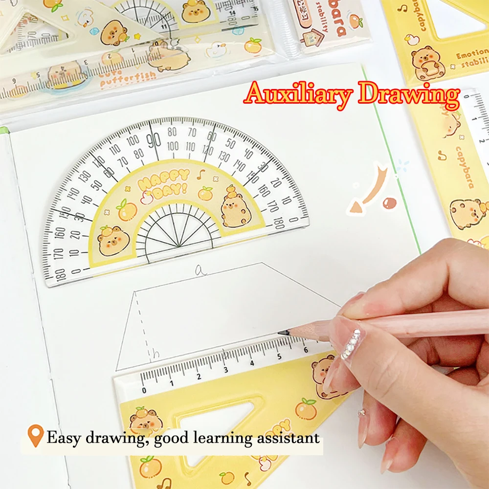 4pcs/set Rulers Drawing Tools Cute Cartoon Soft Ruler Set Office Supplies Set Student Gift