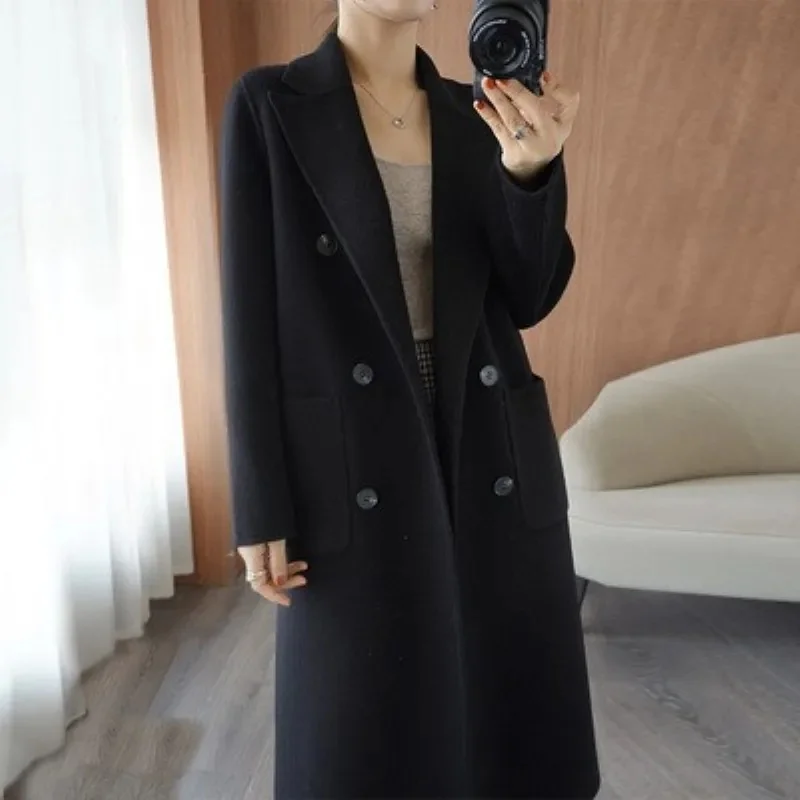 ジャケット・アウター vintage cashmere double long coat Double Sided Cashmere Coat Women's Long Slim Winter New Wool