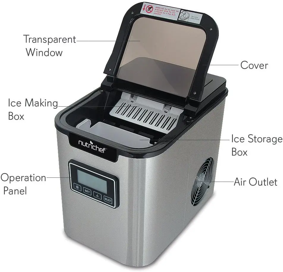 

Digital Ice Cube Maker - Upgraded Portable Stainless Steel Ice Molder Machine, Stain Resistant w/Built-in Freezer, Over-Sized Ic