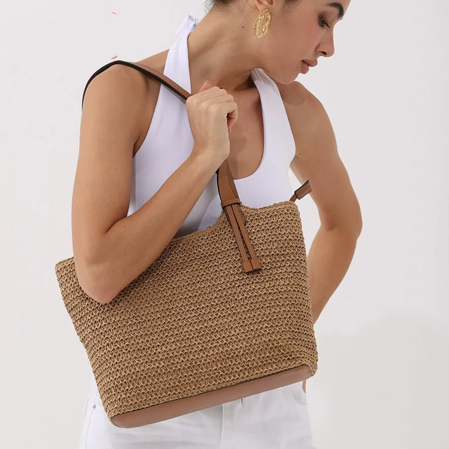 Women's Shoulder Handbag Bohemian 2025 Summer Fashion Straw Beach Tote Bag Travel Shopper Weaving Hand-woven Shopping Bags New