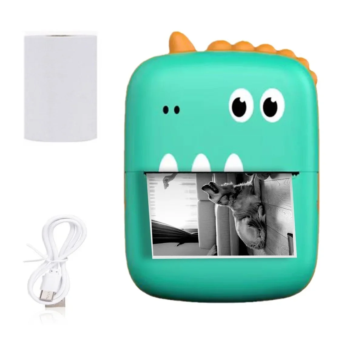 휴대용 열전사 미니 포토 포켓 프린터 무선 BT 203dpi 사진 라벨 메모 오답노트 인쇄 USB 케이블 포함 어린이 선물