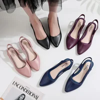 Fashionable Women's Sandals Breathable Low Heel Slip-On Casual PVC Jellies Shoes Korean Style Outdoor Wear Comfortable Footwear