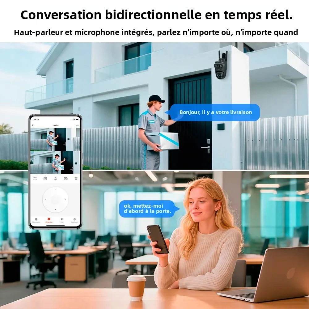 KERUI Caméra IP WiFi extérieure 10MP 5K HD à double objectif Tuya Smart PTZ Sécurité domestique sans fil CCTV Surveillance vidéo humaine_voghion.com