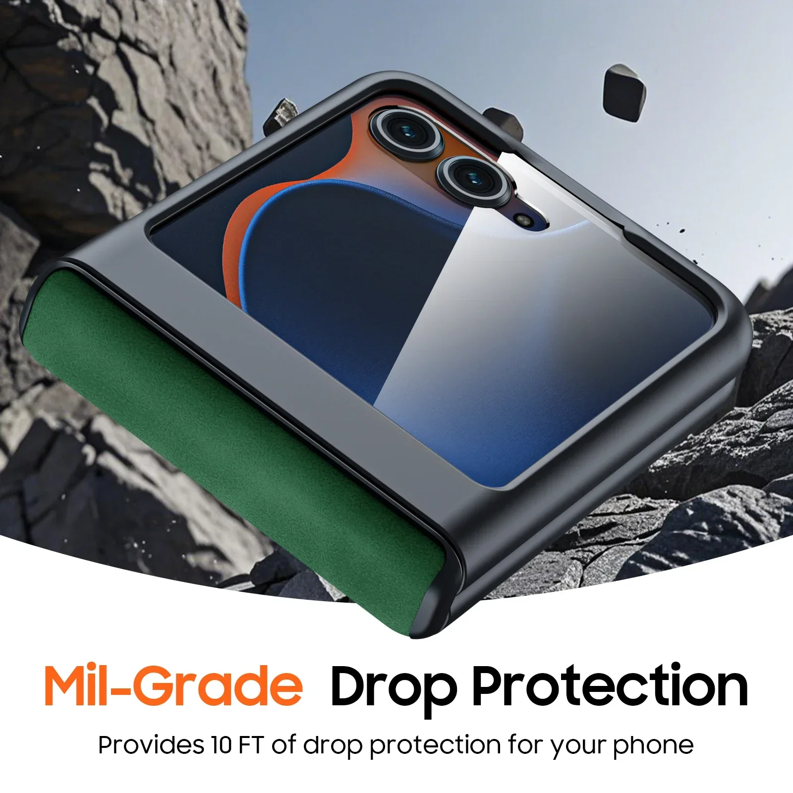 Ultra-Thin Green PU Leather Matte Case with Hinge Protection