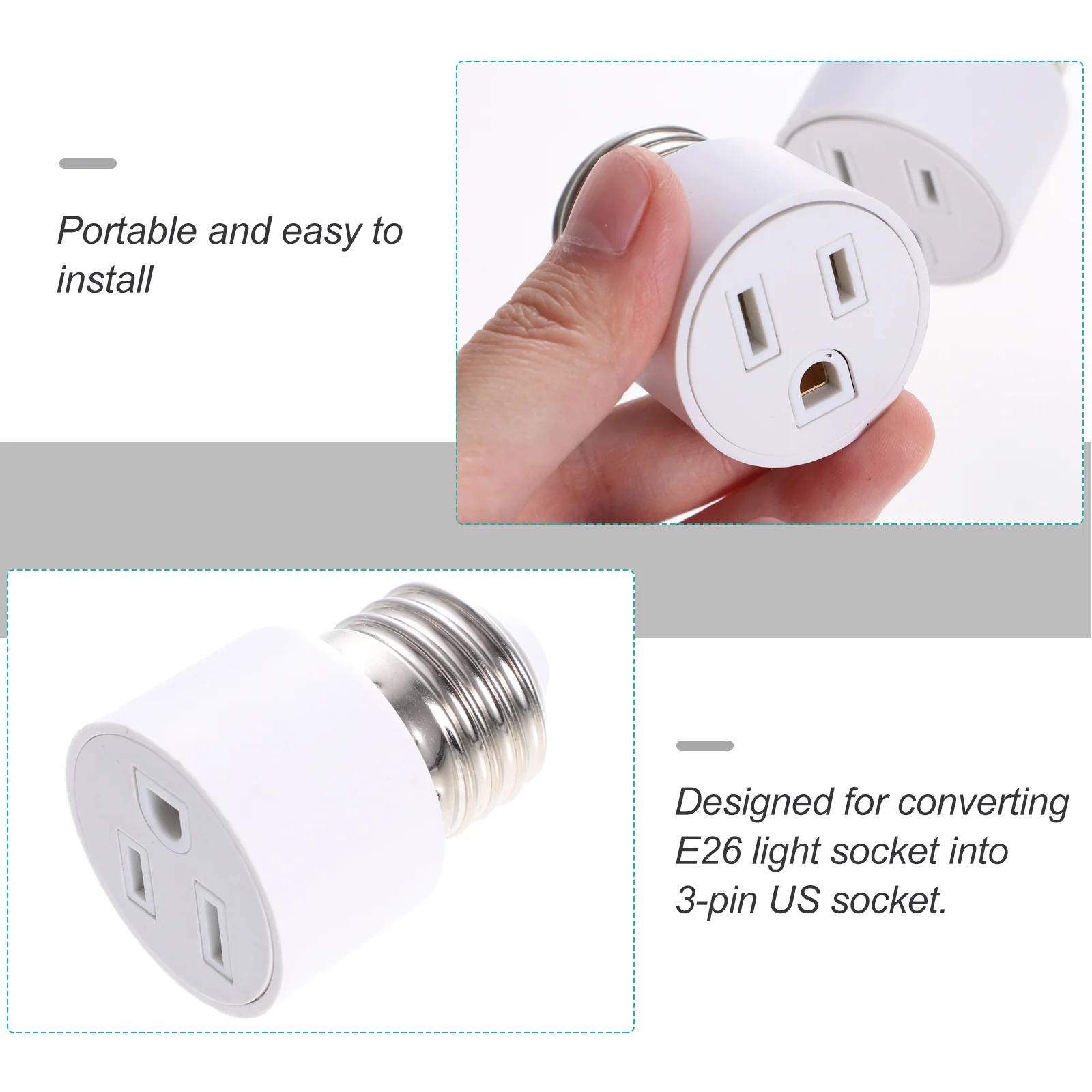 2 Pcs E27 Adapter Outlet Plug Splitter Light Bulb Socket Converter Abs Copper Lamp Bases Lighting Accessories Portable Screw