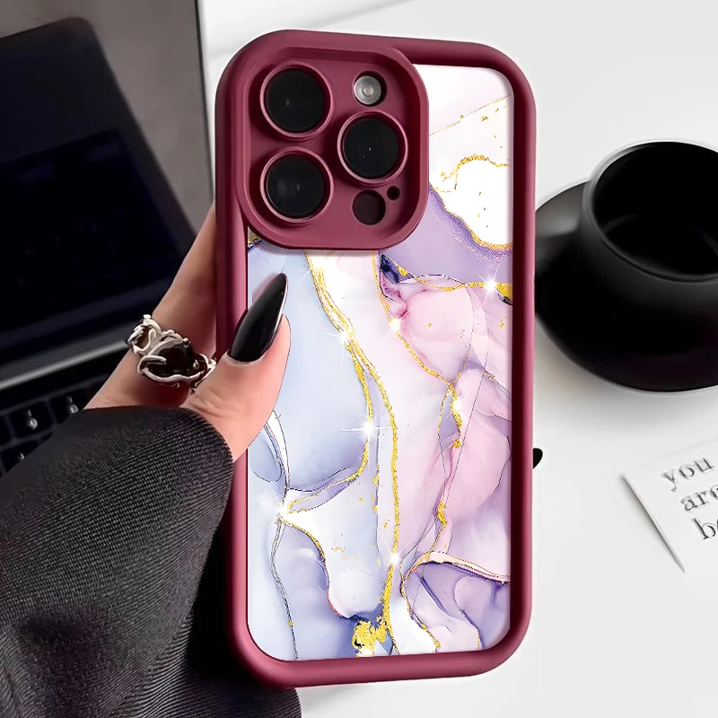 Marble Pattern Shockproof Soft TPU Candy Color Phone Case