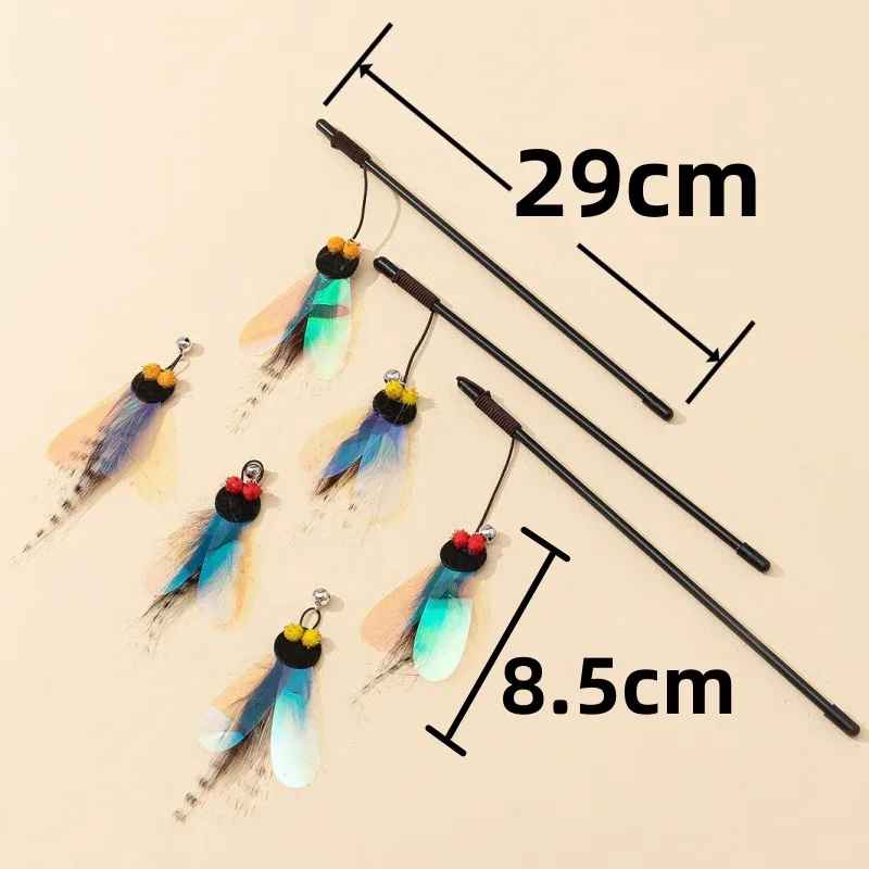 Cat Toys Feather Toy Teaser Stick Bite Resistant Butterfly Interactive Cats Toy Bell Pet Products