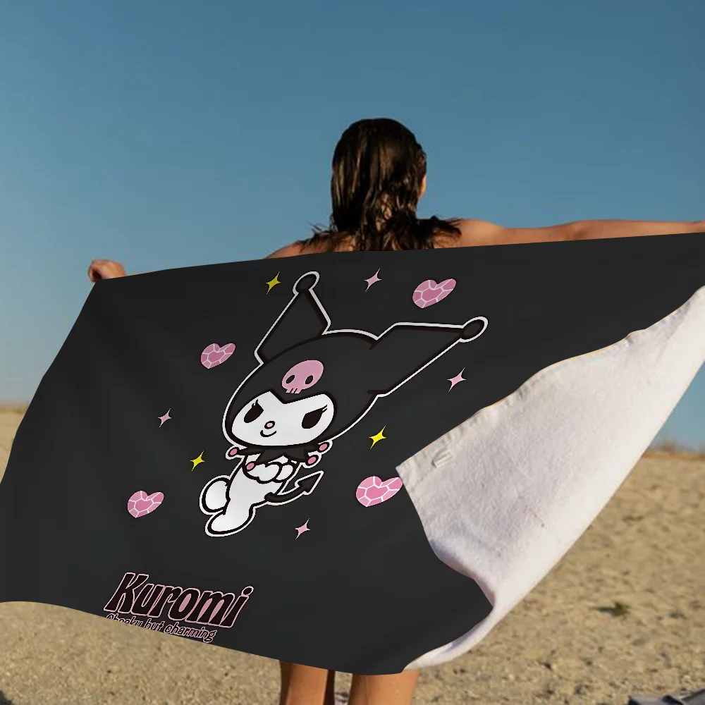Cute Cartoon K-Kuromi Big Microfiber Beach Towels Quick Dry Towel Sand Beach Towels Pool Towel For Travel Swim Pool Yoga 4