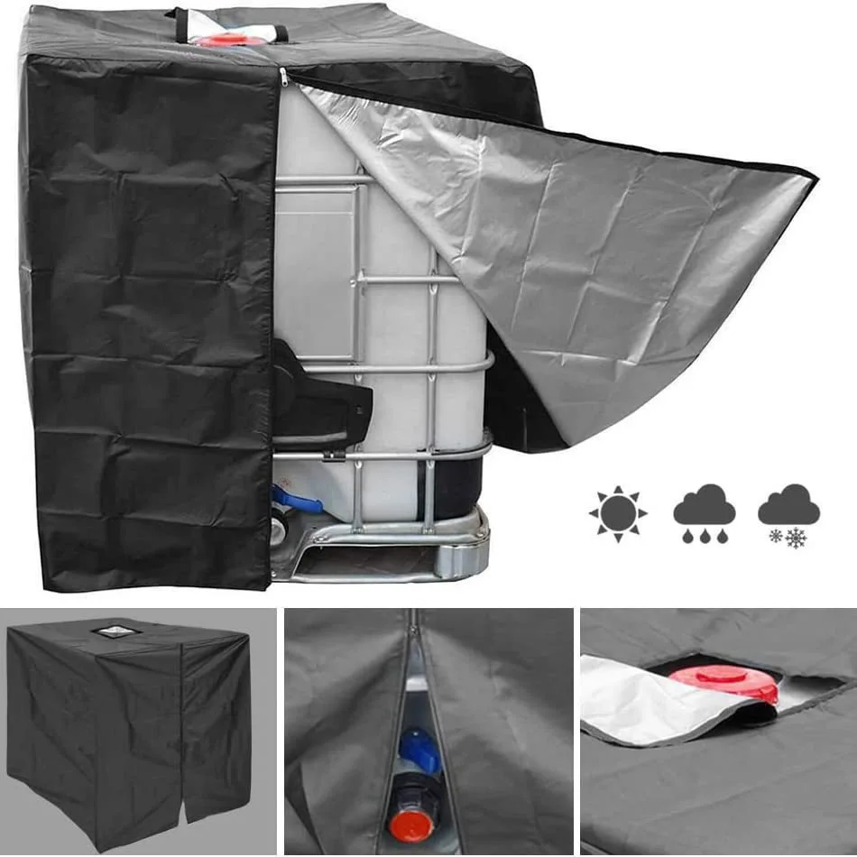 IBC Tote Cover Suitable For 1000L 800L 600L 300L IBC Tank Container Black Sunshade Waterproof Protective Hood Water Tank Cover