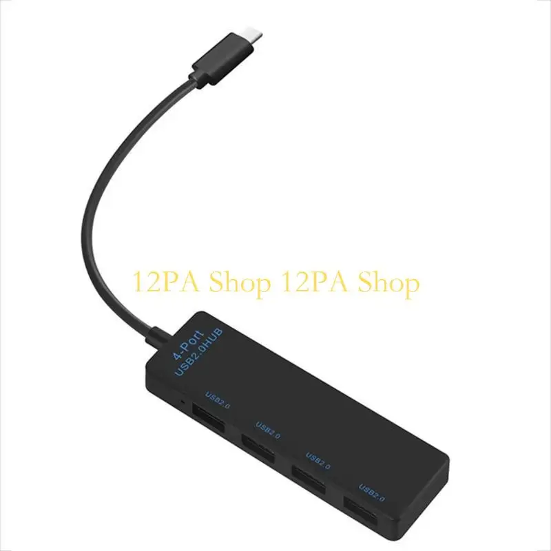 12PA USB C 허브 With4 USB 2.0 포트 480Mbps 및 다양한 전자 충전 어댑터 데이터 전송용 LED 조명
