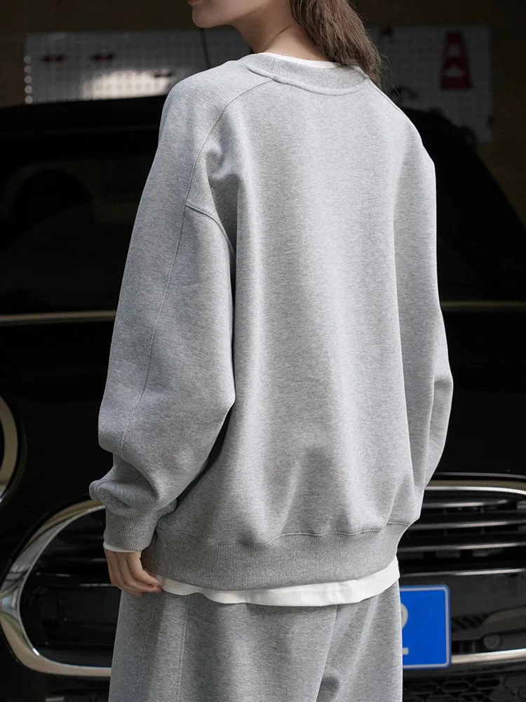 [LANMREM] Casual Loose Pullover Sweatshirt For Women Round Neck Long Sleeve Koran Style Tops Fashion 2024 Spring New 26D8468