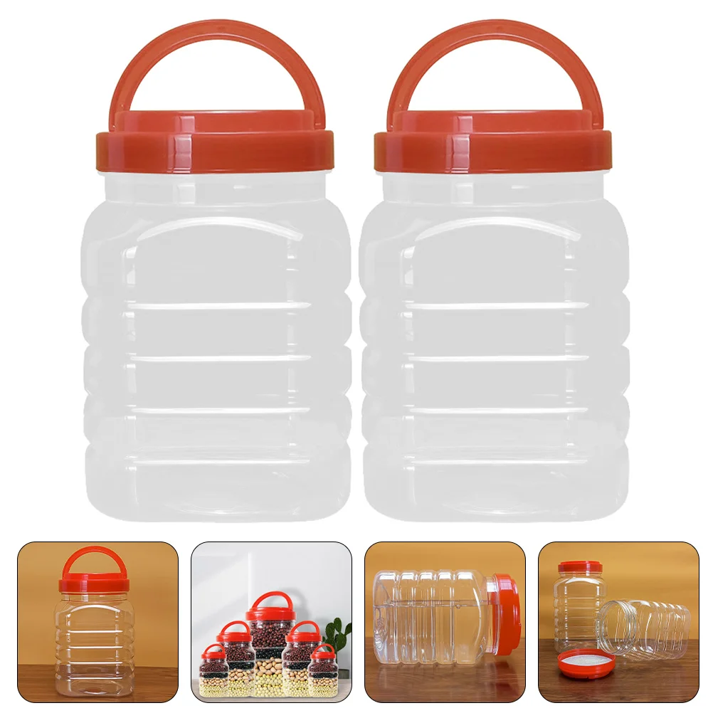 

2 Pcs Flour Containers Pickle Pot Honey Kitchen Food Jar Storage Tank Plastic Dispenser