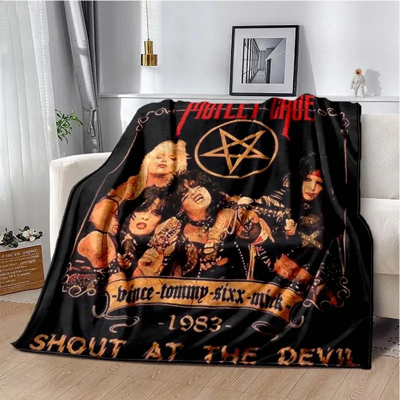 

Rock Band Motley Retro Printed Blanket Flannel Home Travel Picnic Blanket for Bed Bedroom Living Room Sofa Soft and Comfortable