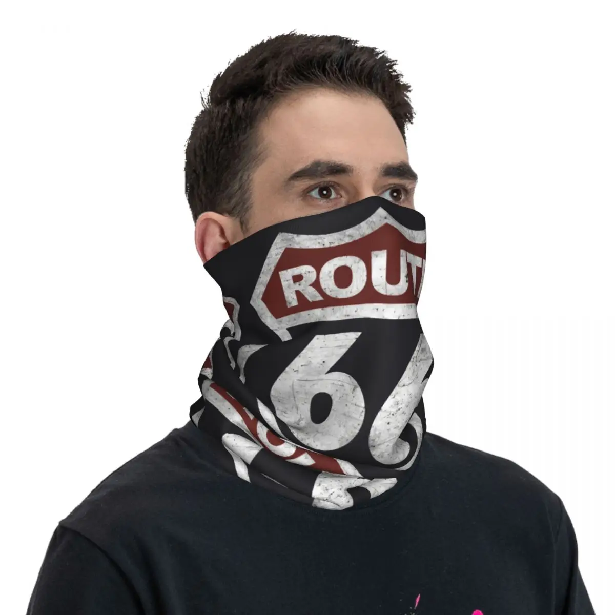 Multifunctional Bandana Historic Vintage Bandana Neck Cover Printed Motocross Route 66 Face Scarf for Men Women Adult Winter Face Mask Cycling Bandana Neck Wrap Bandana Headscarf Cotton Bandana Neck Gaiter Bandana Neck Cover