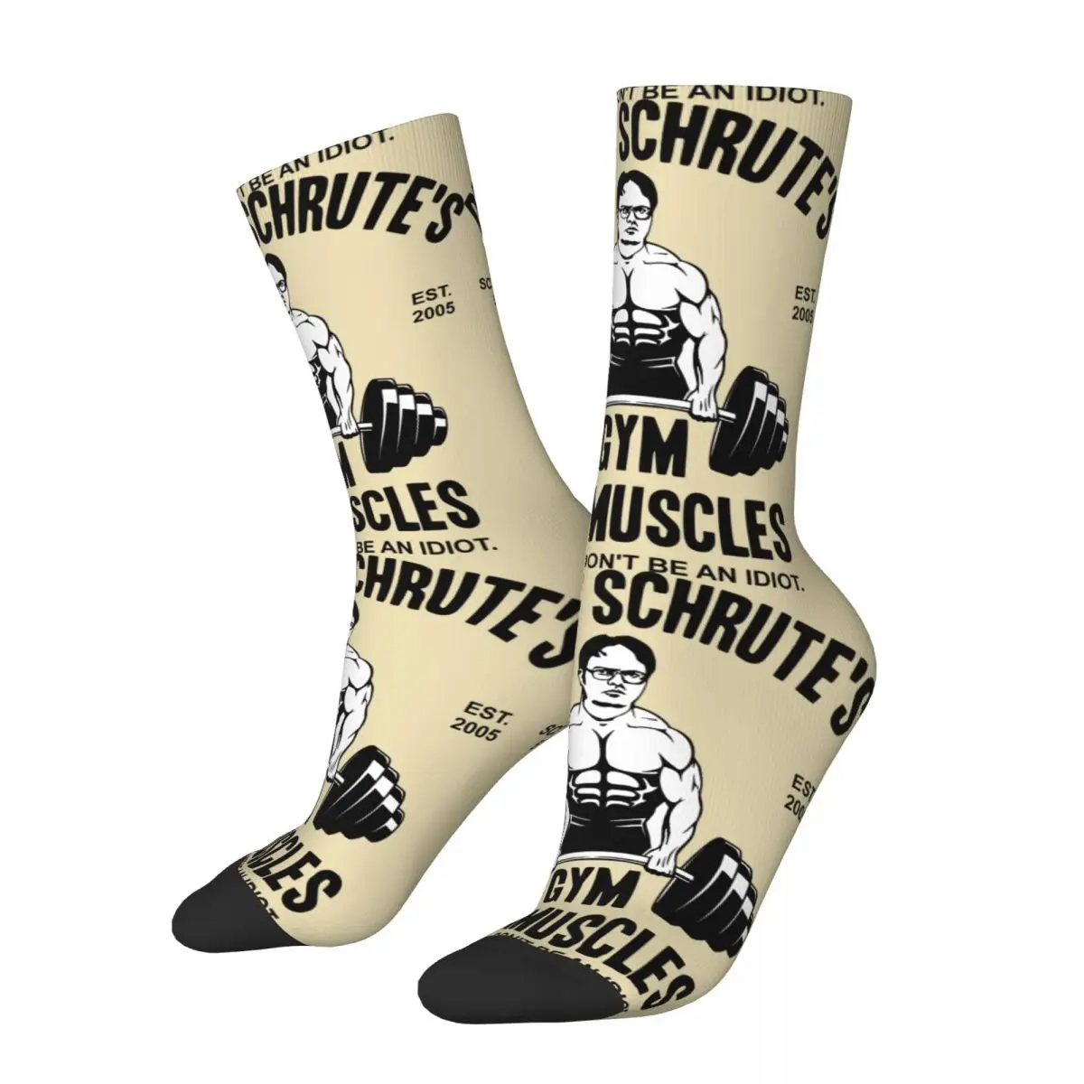 Vintage Genie Schrute Gym For Muscles Calzini A Compressione Da Uomo Classici Unisex The Office Jim Halpert Tv Seamless Crew Sock