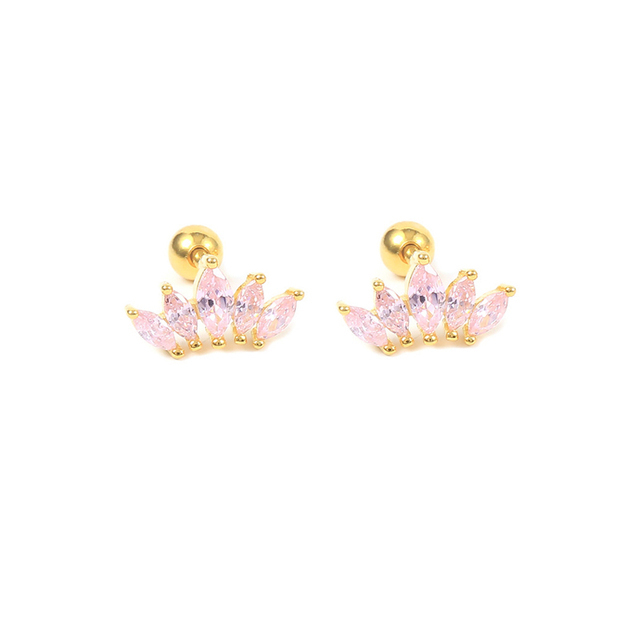 925 Sterling Silver All Pink Crystal Pave Hoop Earrings Pink Cubic Zirconia Stone Heart Moon Star Charm Earrings Jewelry