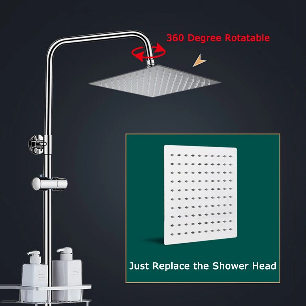 Rainfall Shower Head 12/10/8 Inch Waterfall Shower Ultra Thin 201 Stainless Steel Square Rain Showerheads Bathroom Accessories 3