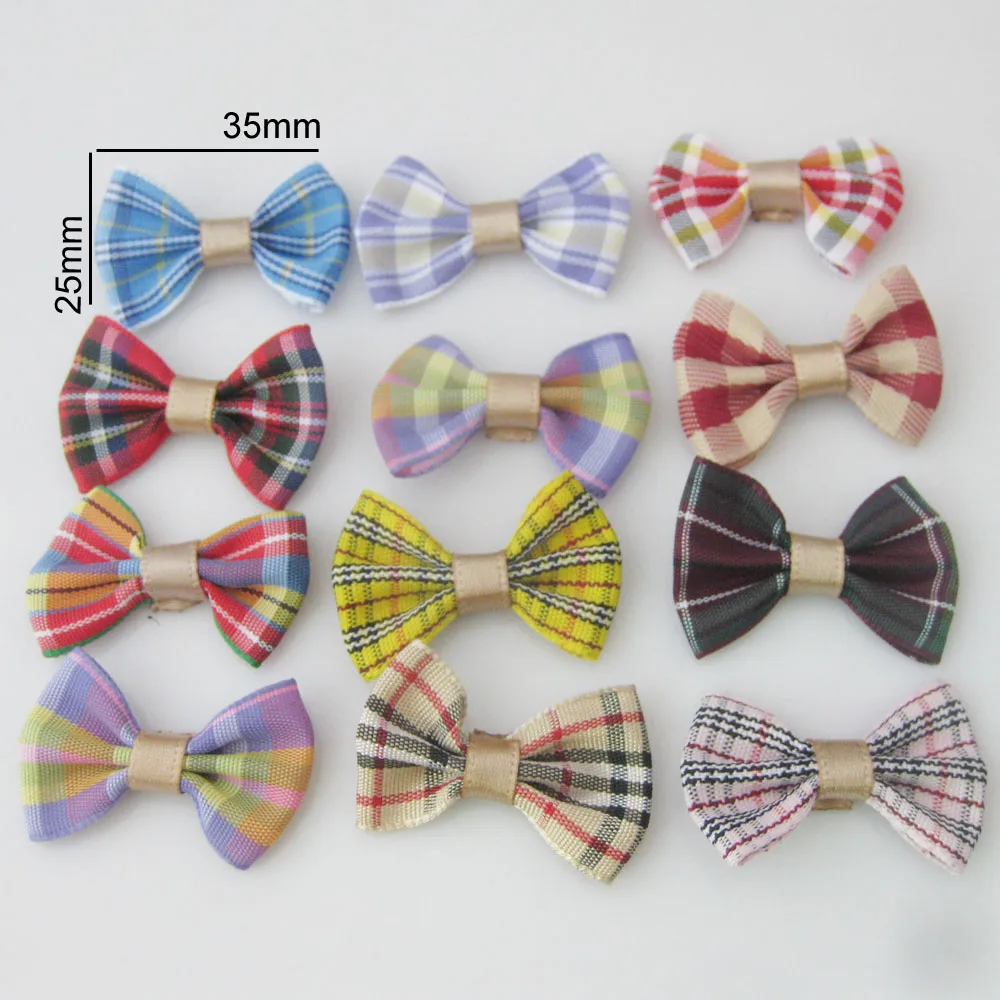 50Pcs Mixed Colors About 35MM Long Fashion Bows Ribbbon Made DIY Jewelry Clothes Accessory