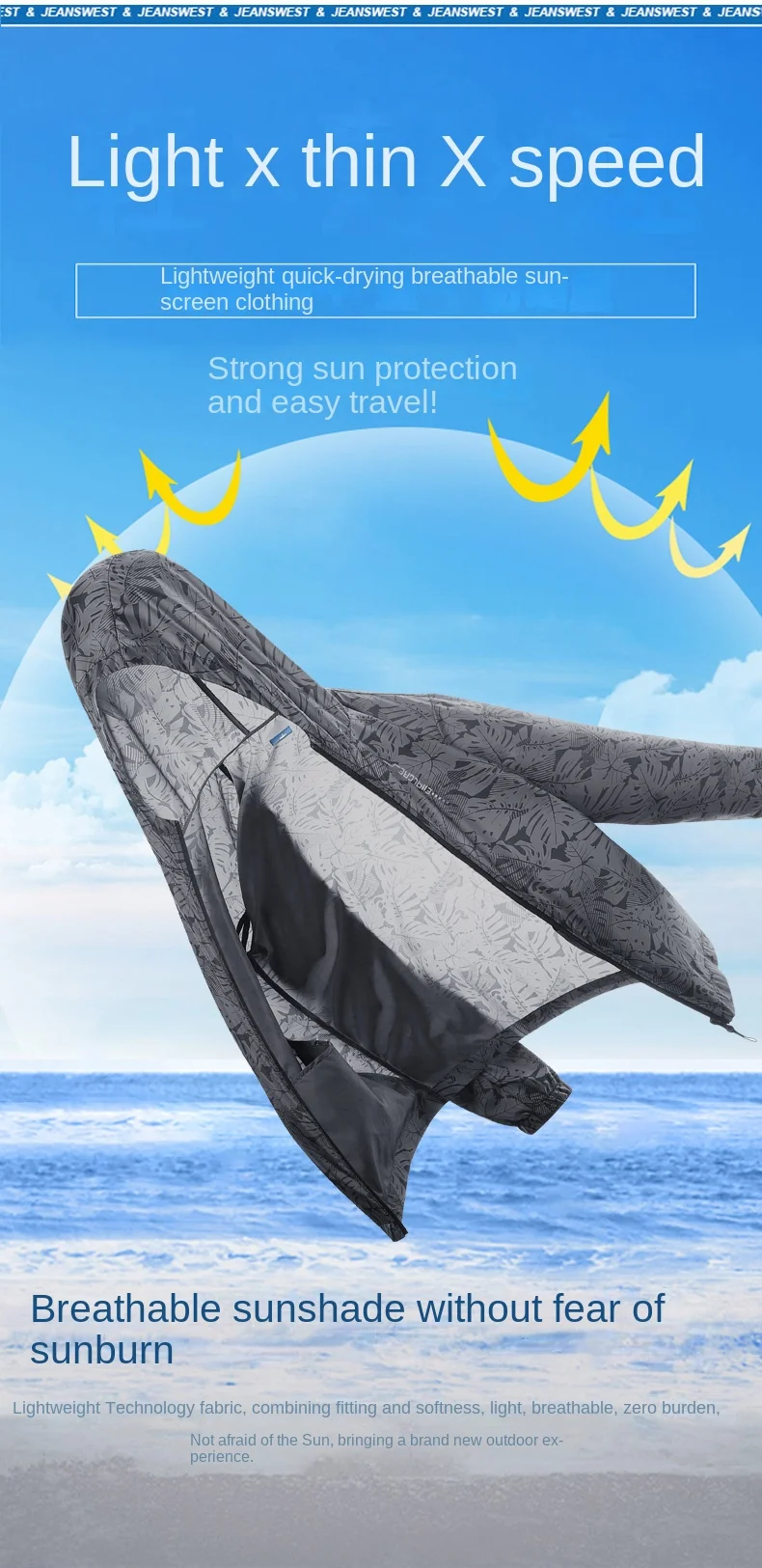 Description Picture 4 of itemSun Protection Clothing Men's Summer Thin Breathable Cool Uv Protection Fishing Mountaineering Printing Athletic Clothing