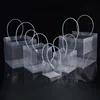 10pcs Square PP Transparent Handbag Plastic Frosted Cake with Hand Gift Portable Bag Durable Holiday Bouquet Gift Packaging Bags 6