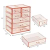 Cosmetic Organizer Set Acrylic Makeup Storage Bundle 7 Drawer Tower & 4 Drawer Jewlery Clear Pink Design Multipurpose 3