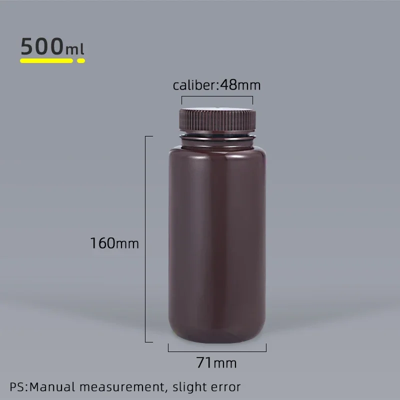 500ML Empty Plastic Bottle with Lid Wide Mouth Storage Container Laboratory liquid Reagent Refillable bottle Food Grade