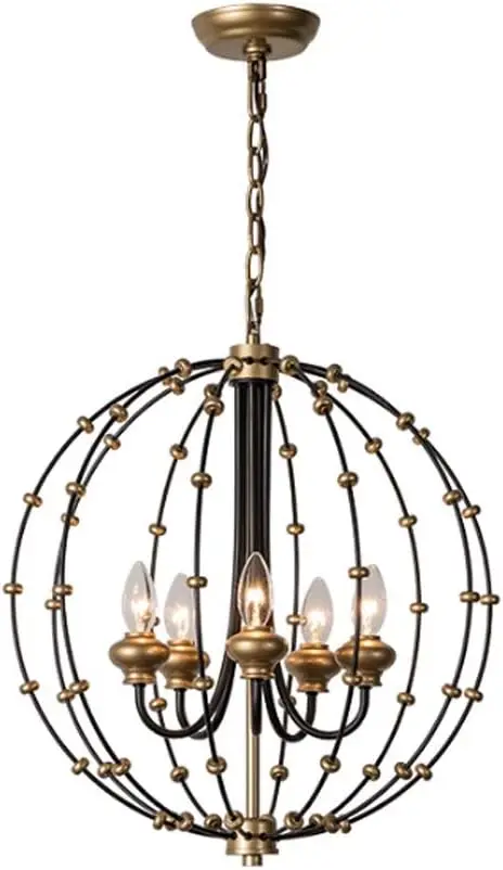 

Chandeliers Vintage Wrought Iron Round LED Crystal Chandelier Lamp for Living Room Bedroom Restaurant Hotel Pendant