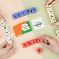 Fun Letter Spelling English Words Wooden Blocks Flash Cards Game Parent-Child Interaction Montessori Educational Language Toys 1