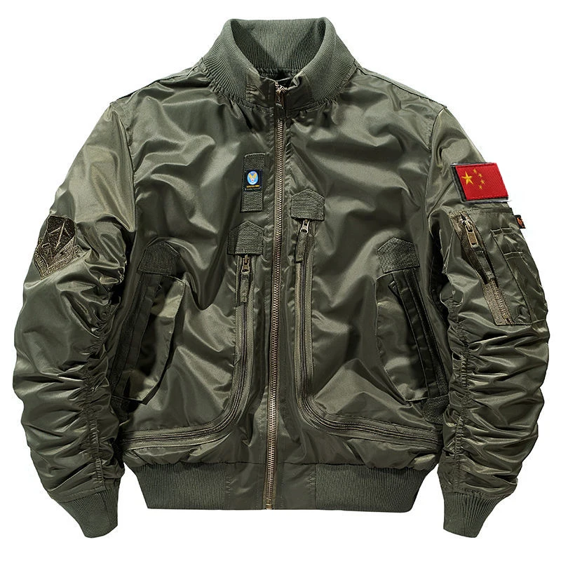 Ma-1 Bomber Jacket Men's Tactical Work Big Pocket Baseball Suit Coat Autumn Vintage Vertical Collar Windproof Motorcycle Jacket