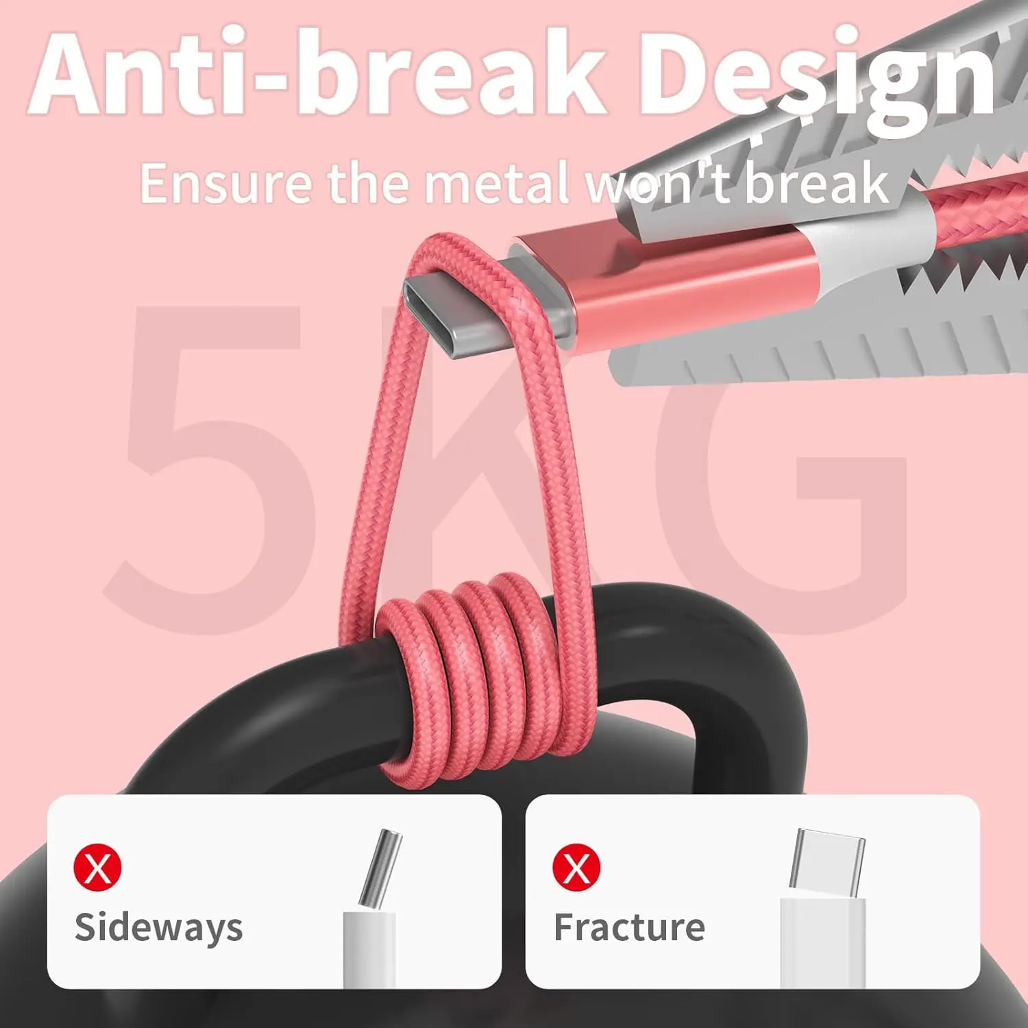 USB 타입 C 케이블, 2/3/5개 나일론 편조 USB C 케이블 3A 고속 충전기 삼성 갤럭시 S9/S8 노트8/9 20 10 S21 S2용
