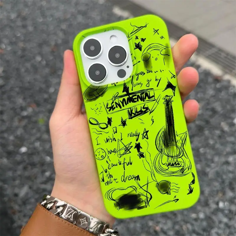 Black Guitar Design Shockproof Silicone Phone Case - Anti-Drop, Borderless, Soft TPU Cover