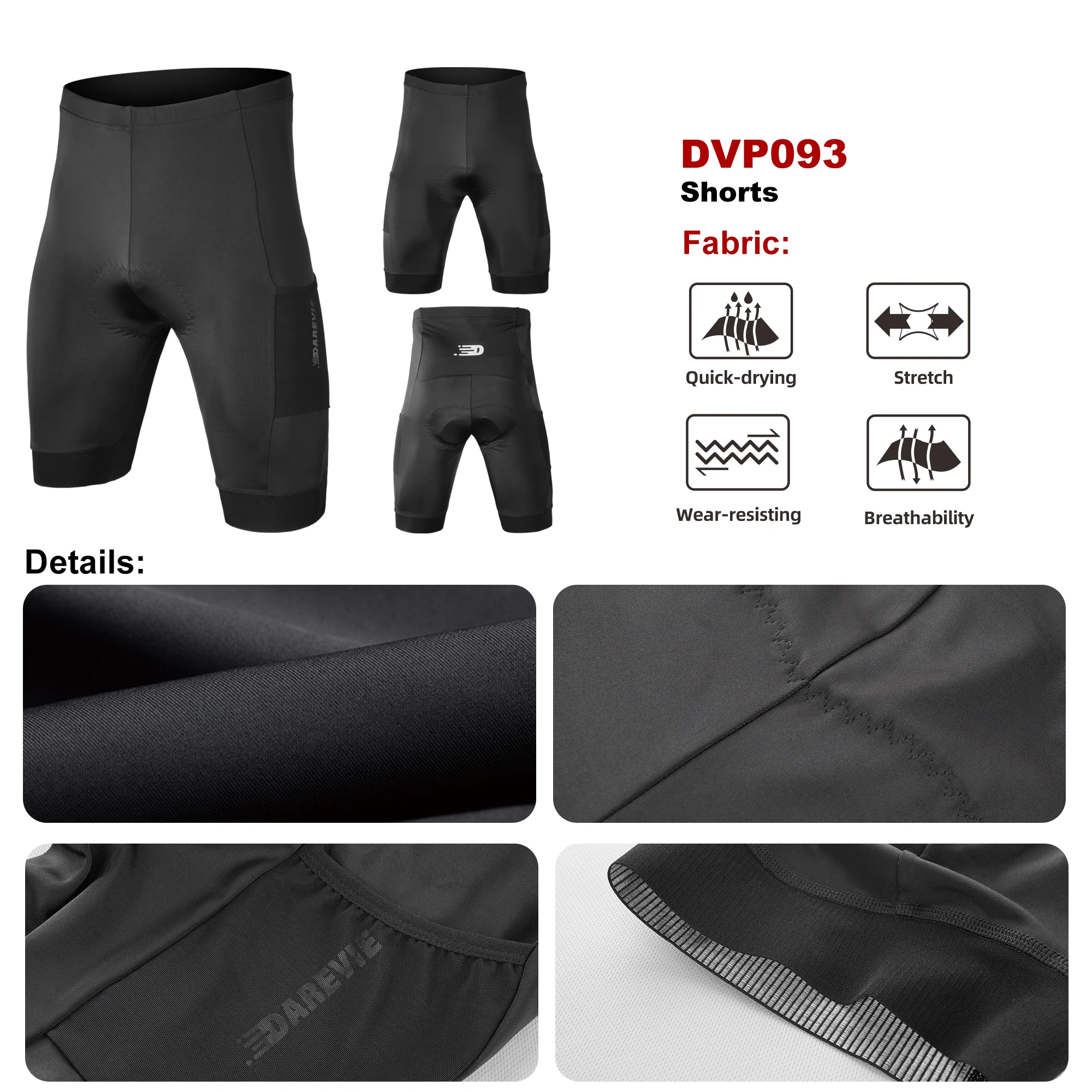 DAREVIE Cycling Shorts with Pockets Training Level 2025 New Men's Cycling Shorts 5CM Leg Gripper Non-Slip Cycling Shorts Men 5