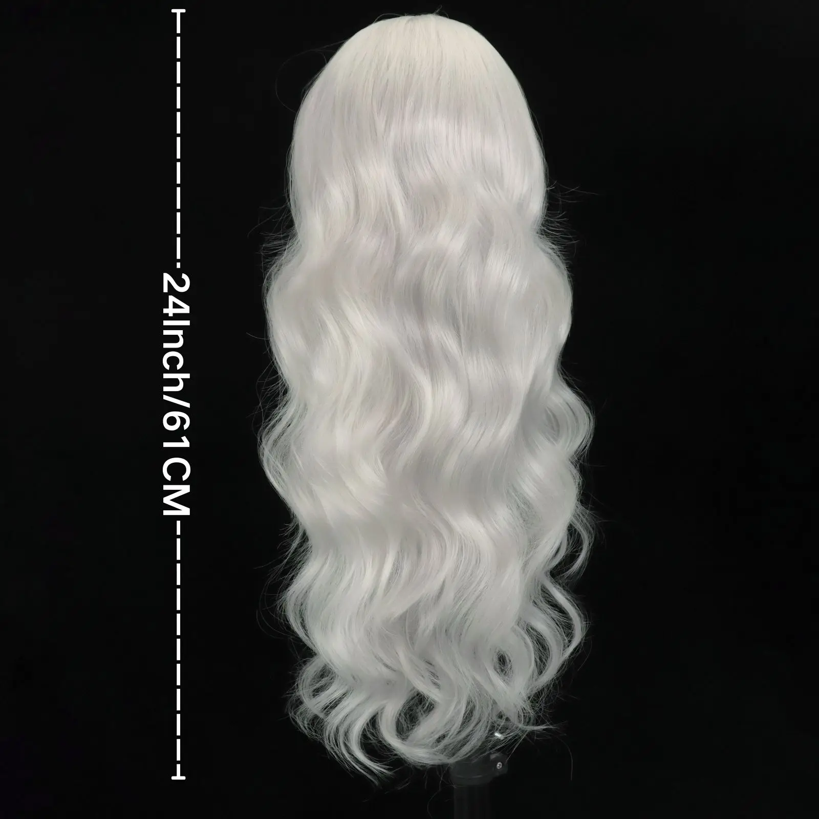 White Wavy Synthetic Lace Front Wigs 13×4 Free Part Body Wave Lace Front Wig Heat Resistant Synthetic Fiber Wigs(24Inch)