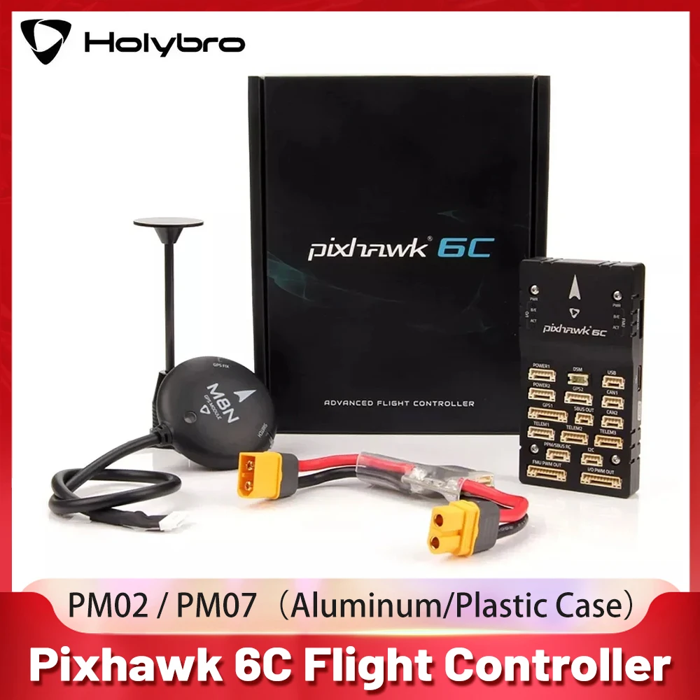 

Holybro Pixhawk 6C Autopilot H743 Flight Controller Baseboard (Aluminum/Plastic Case)PM02/PM07 Power Module M8N GPS for RC Drone