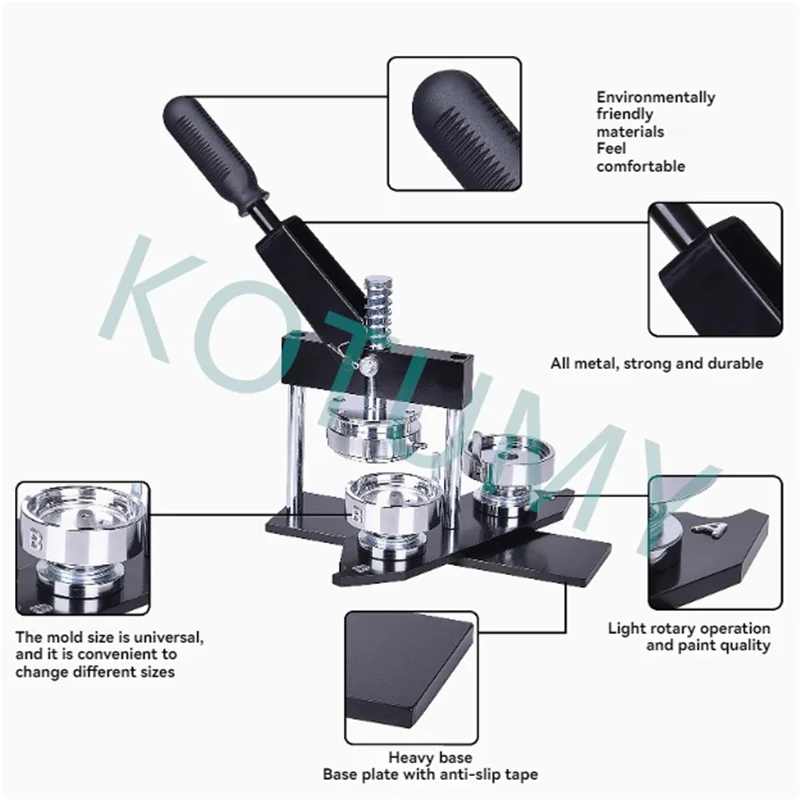 Badge Maker Machine DIY Button Pin Brooches Press Making Tool Comes with 100 Sets of Badge Materials and Circular Cutter