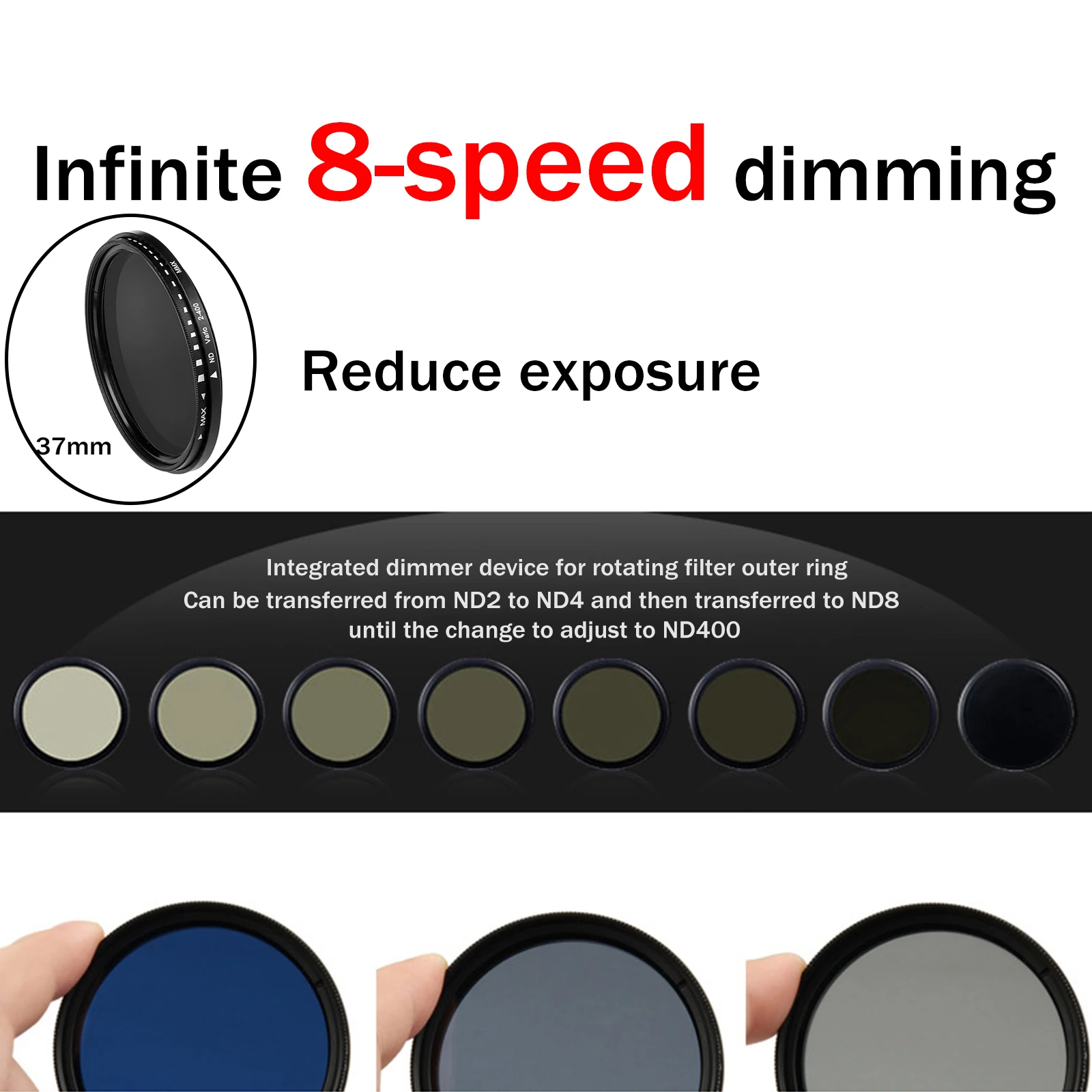 ND2 to ND400 Slim Fader Variable Waterproof Adjustable Multi Coated ND Filter Optical Glass camera lens filter photography filter variable nd filter for Camera Under Strong Light
