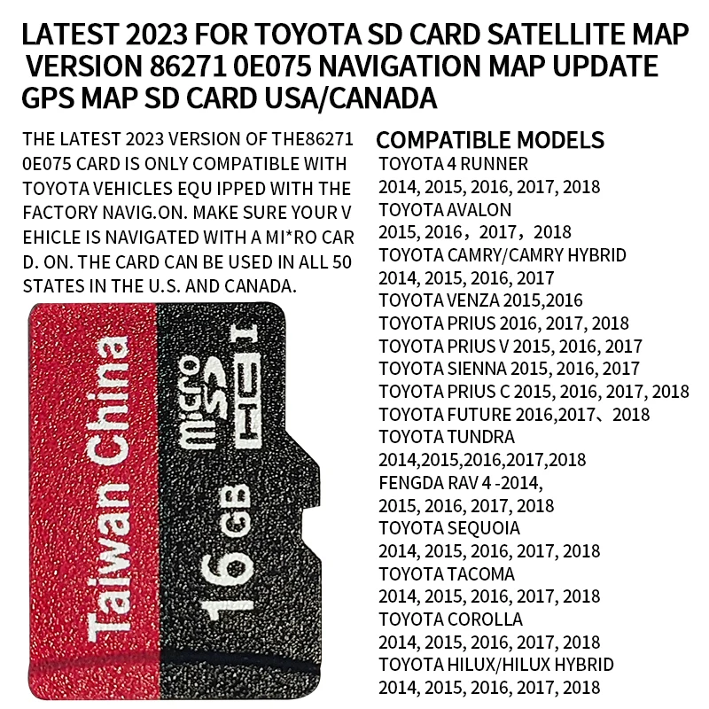 Latest 2023 for Toyota SD Card Satellite Map Version 86271