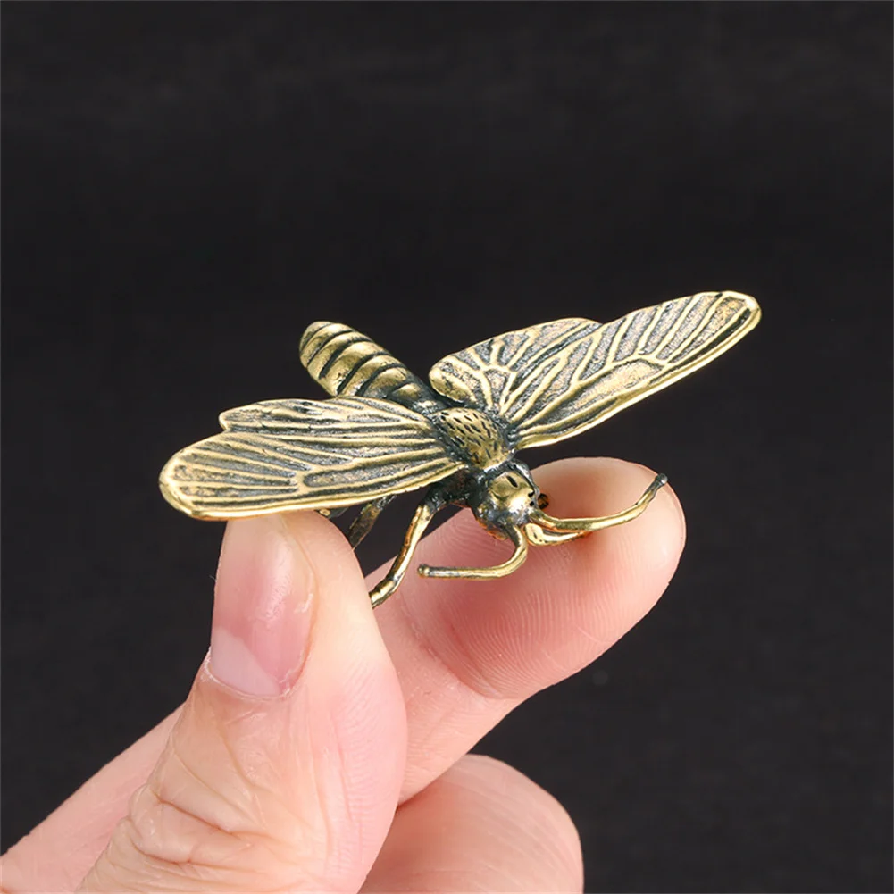 

Ornament Dragonfly Figurines Home Office Desk Decor Antique Collection Brass Funny Miniatures Insect Figurines