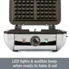 Electrics Stainless Steel Waffle Maker 4 Section Nonstick, Upright Storage 1600 Watts 6 Browning Levels, 4