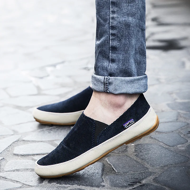 Autumn Fashion Men Canvas Shoes Breathable Men's Casual Slip on Loafers Male Flats Shoe 2025 Fisherman Shoes Zapatos Hombre 2