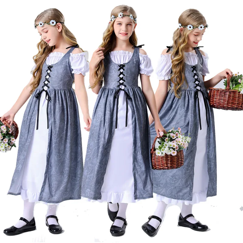 

Children's Drama Stage Performance Costumes Halloween Costumes European Palace Style Farm Costumes Flower Shop Girl Dress