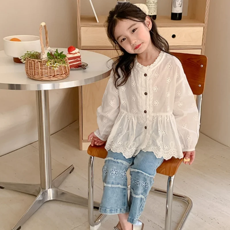 

Girls Baby's Kids Blouse Coat Jacket Outwear Cotton 2024 Elegant Spring Autumn Shirts Outwear Teenagers Overcoat Children's Clot