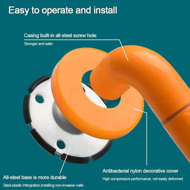 ด้ามจับห้องน้ำขนาด30/40/50ซม., ที่จับมีความปลอดภัยราวจับชั้นวางผ้าขนหนู 3