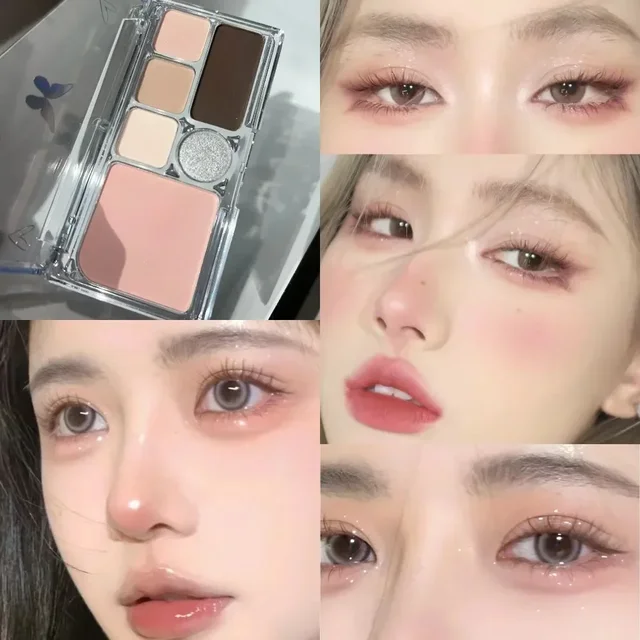 59249-6cf514.jpg 6 Colors Eye Shadow Palette Punk Smoky Black Glitter Pearly Eyeshadow Palette Korean Shiny Blue Eyeshadow Contour Blush Makeup