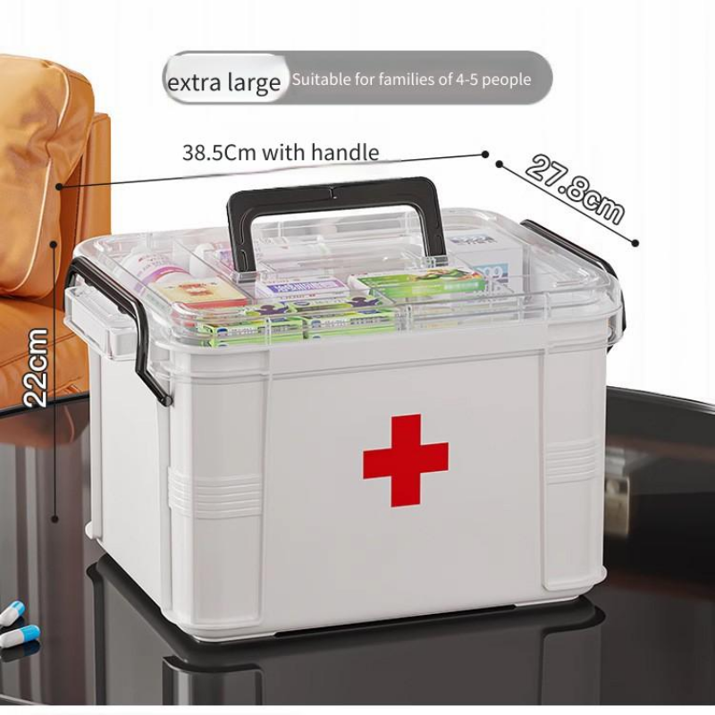 Transparent Large Capacity Family Medicine Organizer Storage Box for Home Travel ChildSafe Drug Cabinet Medical Supply Container