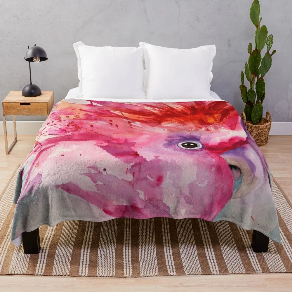 

Pink Cockatoo Throw Blanket Decorative Sofa Blanket Thermal Blankets For Travel