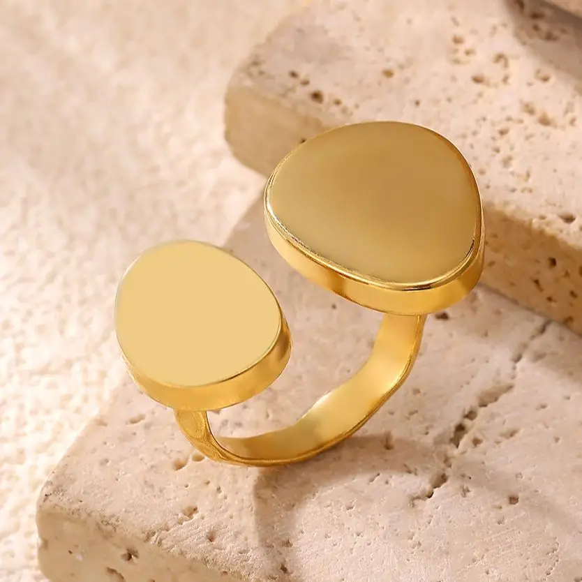 Stainless Steel Double Layer Elliptical Rings for Women Gift